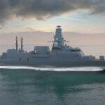 Artist rendering of the Royal Navy Type 26 frigate