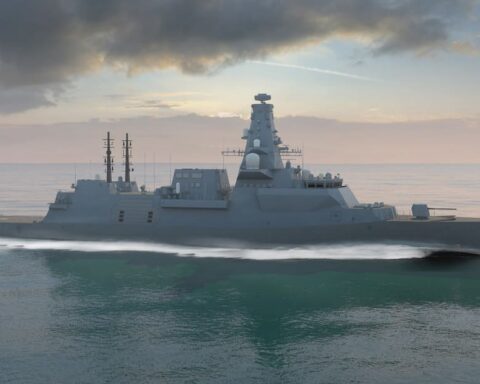 Artist rendering of the Royal Navy Type 26 frigate