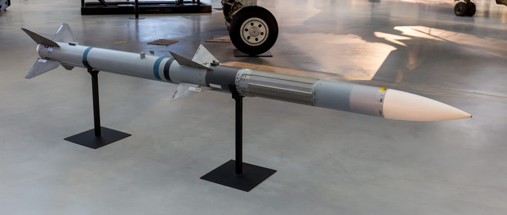 An AIM-120 AMRAAM on display at the Udvar-Hazy Center