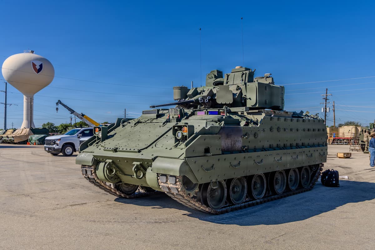 An M2A4E1 Bradley Infantry Fighting Vehicle parked during its initial fielding to the 3rd Armored Brigade Combat Team, 1st Cavalry Division, at Fort Hood, Texas, Oct. 5, 2026.